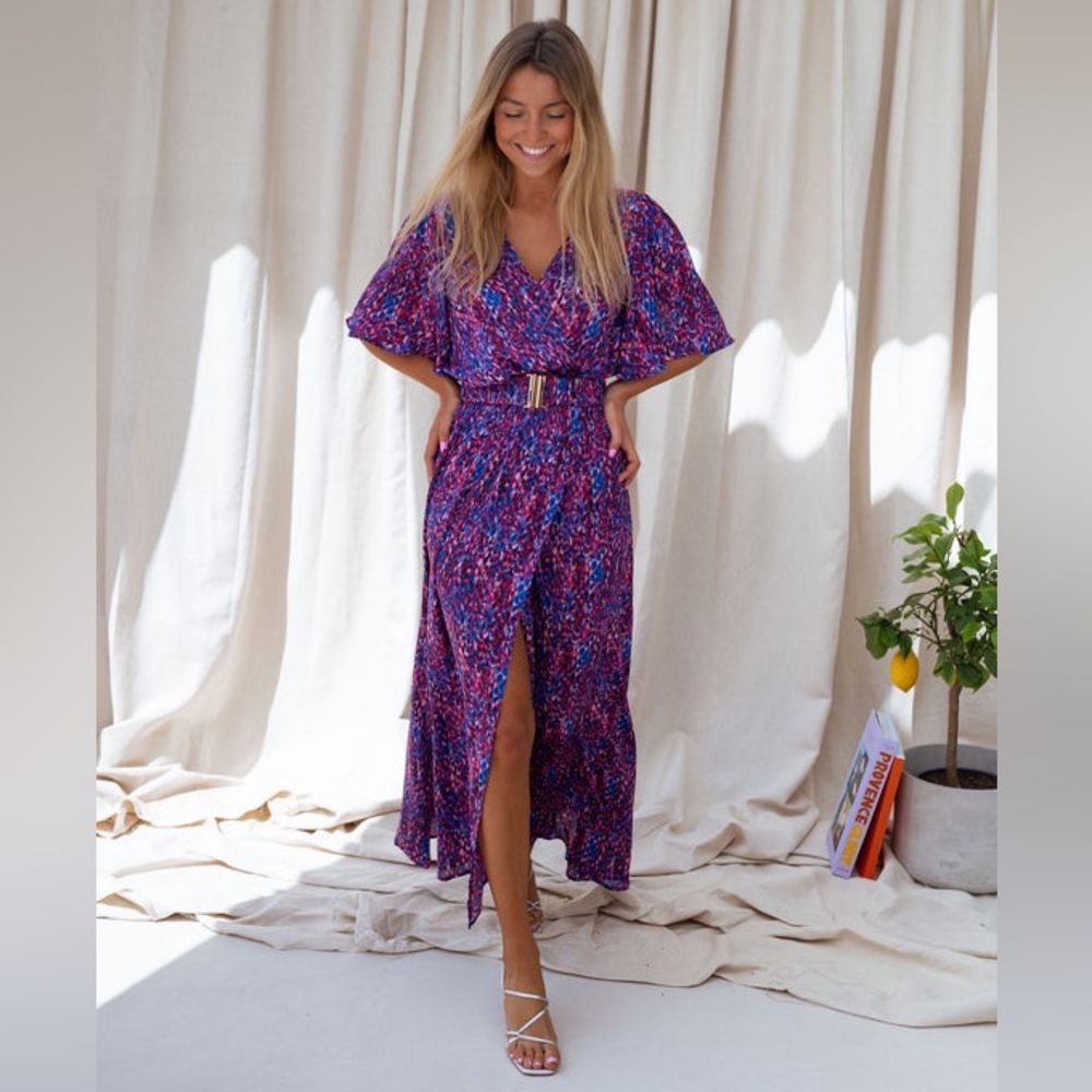 Peace n Love pink and blue Ariana Dress Multi colored maxi dress size M/L